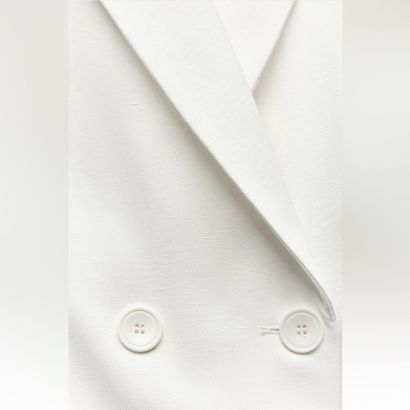 New ZARA Cropped Double Breasted Linen Blend Blazer ZW Collection - Picture 7 of 8
